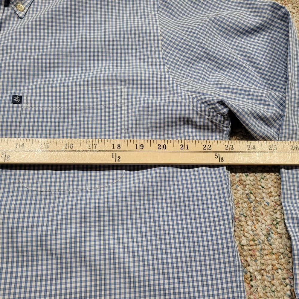 Brooks Brothers Shirt Mens Large Blue Check Button Down Long Sleeve Slim Fit - Picture 12 of 14